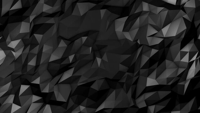 Black low poly background loop of low polygon geometry