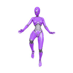 gynoid is the super fembot is floating in white background