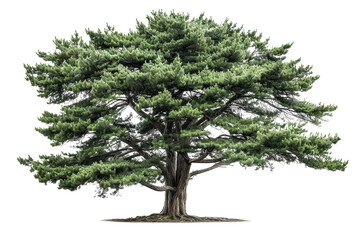 Majestic, fully-grown, evergreen cedar tree isolated on transparent background. Symbol of nature, growth, and serenity.