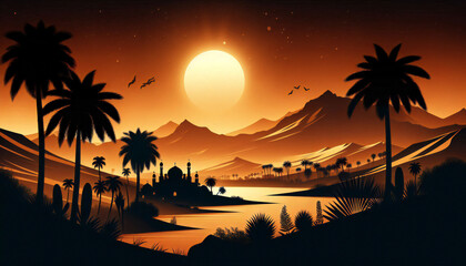 Desert twilight vibrant illustration