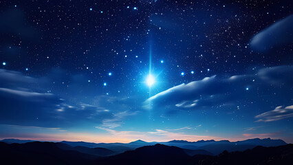 Naklejka premium the night sky is full of stars, shining elongatedly stretching across the Cakra Wala Sea River with a beautiful sparkle, Generative AI