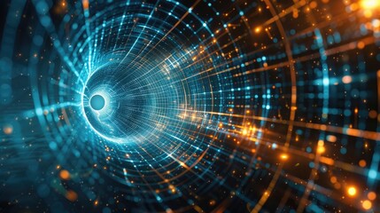 A blue and orange spiral with a hole in the middle