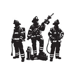 Firefighters pose vector  silhouette  illustration 