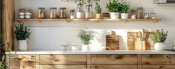 Serene kitchen with an empty wall organizer