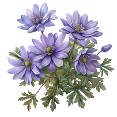 Obraz premium Bouquet of blue and white flowers in a garden