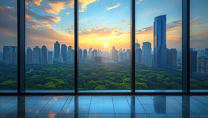 Fototapeta premium View from the panoramic window of the big metropolis