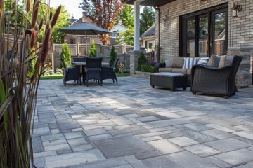 Fototapeta premium Pavers Brick. Brussel Block Design Pavers Enhancing Outdoor Patio Luxury