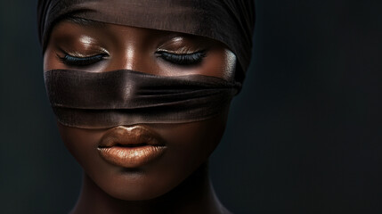 A dark and moody headshot where the subject’s texture and depth are captured against a profound dark background, creating a striking effect.