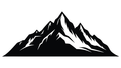 Majestic mountain silhouette vector illustration - black and white mountain range clipart