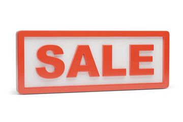 Three-dimensional sale sign isolated on white background. 3d illustration.