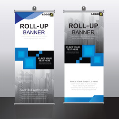 Roll up banner design template, vertical, corporate background, pull up design, vector, abstract geometric background, modern x-banner and flag-banner,rectangle size.