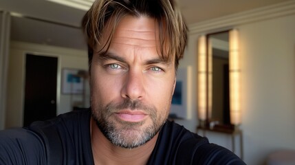 Obraz premium Close-up portrait of a man with blue eyes