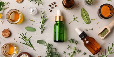 Health and beauty concept depicted with natural remedies.