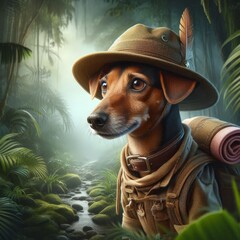 3d dog with a suitcase