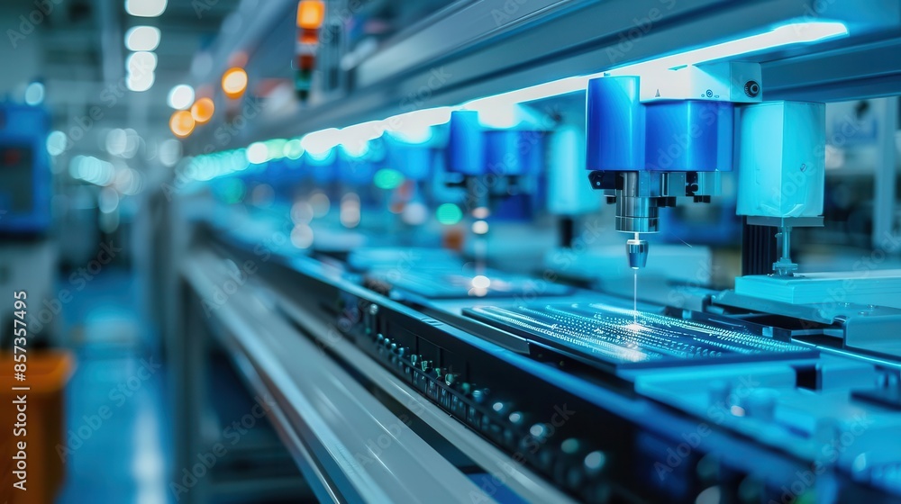 Poster automated quality control station, high precision inspection, clean efficient environment, advanced 