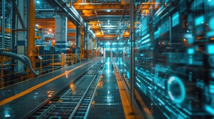 Fototapeta premium Factory floor with real time monitoring screens