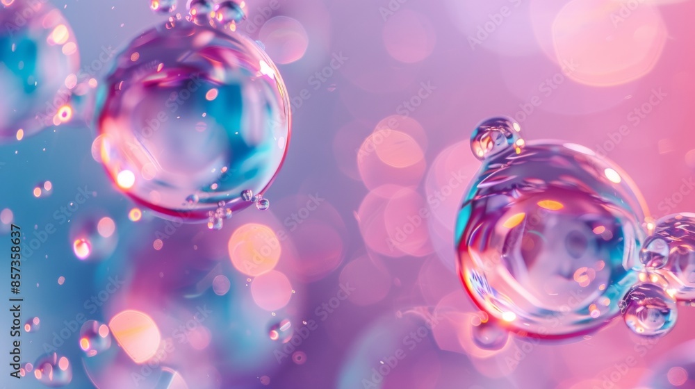 Poster abstract bubbles with colorful bokeh background