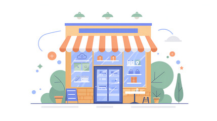 Online store flat illustration Store or Shop Icon Flat Design., Generative AI