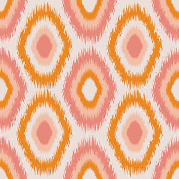 Fototapeta Abstract contemporary pink rhombuses on a light gray background form a seamless pattern for textiles. Vector.
