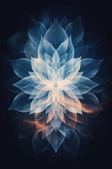 Abstract Flower With Delicate Layers in Blue and White Hues