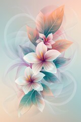 Fototapeta premium Delicate White Flowers With Teal Leaves and a Gentle Background