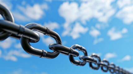 Naklejka premium blue backdrop with an iron chain