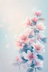 Delicate Pink Flowers and Light Blue Sky