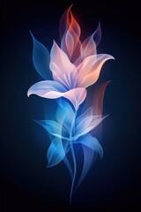 Fototapeta premium A Digital Illustration of a Blue and Pink Flower With a Black Background