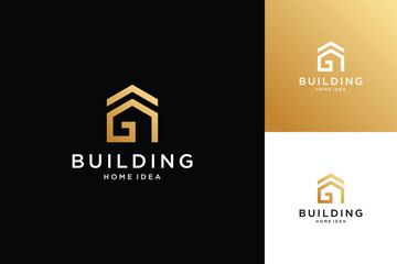 Minimalist Home square logo design inspiration 