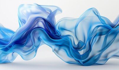 Abstract background of a semitransparent silk fabric of blue color