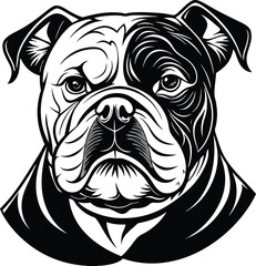 Bulldog face black silhouette and vector, bulldog face icon illustration.