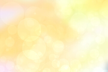 Obraz premium Abstract blurred fresh vivid spring summer light delicate pastel yellow white bokeh background texture with bright circular soft color lights. Beautiful backdrop illustration.