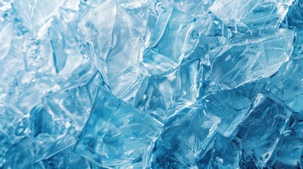 A macro photograph capturing the intricate texture of ice cubes.
