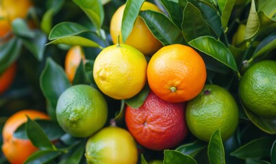 Freshly picked citrus fruits