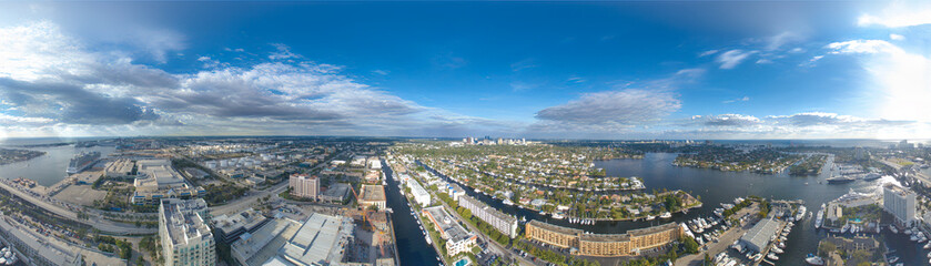 Panoramic aerial view of Fort Lauderdale skyline, Florida