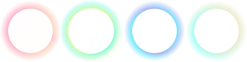Set of gradient with blur frames . Collection of glowing neon color with aura round frames for websites, user interfaces. Vector illustration.
