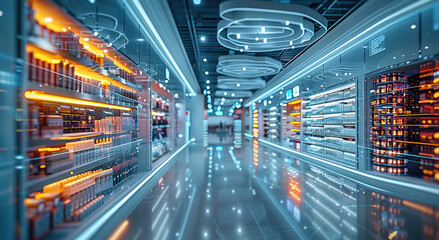 The spectacle of AI-driven commerce in action, as smart algorithms guide customers through a dazzling array of products and promotions. Generative AI.