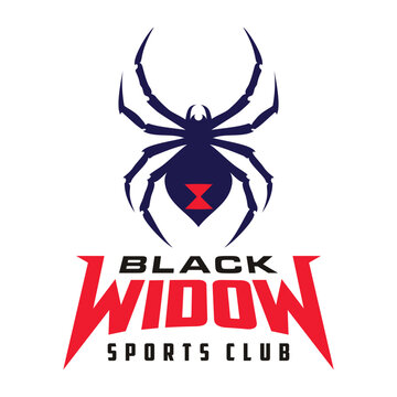Black widow Spider simple sport club logo on white background