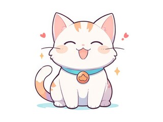 cute kitten illustration kawai design. flat cute cat illustration with pastel background. t-shirt design for cat lovers. artwork copy space
