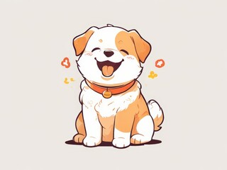 Fototapeta premium cute dog illustration kawai design. flat cute dog illustration with pastel background. t-shirt design