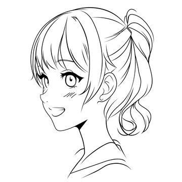 Anime character black and white Vector Image
