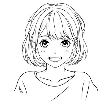Anime character black and white Vector Image
