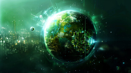 Obraz premium futurustic globe | the world of tomorrow | high tech | Technological Planet | Innovative Globe | Next-gen World | Futurist Sphere