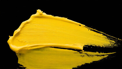 yellow paint stroke isolated on black background, web design, copy space, banner graphic resources, sign