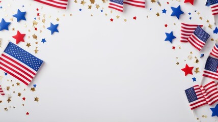 Obraz premium Starry frame on navy background with copy space, 4th july concept, usa concept. Patriotic Stars Frame. 