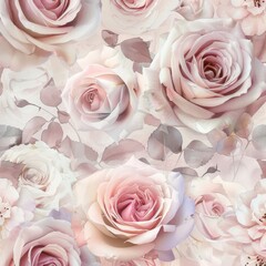 Watercolor blush pink and burgundy floral pattern 