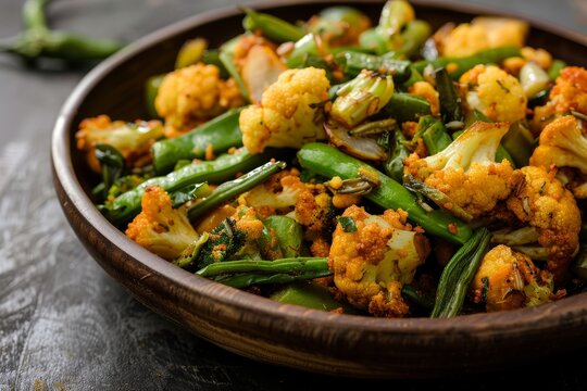Assorted vegetable fry served in a bowl