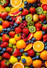 vibrant rainbow colored fruit salad mix, colorful, fresh, healthy, delicious, juicy, nutritious, tasty, sliced, variety, organic, natural, tropical