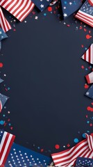 Fototapeta premium Starry frame on navy background with copy space, 4th july concept, usa concept. Patriotic Stars Frame. 