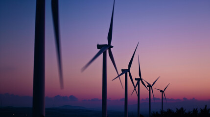 solar panels against the backdrop of wind turbines